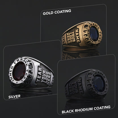 Custom Crest Ring – Personalized Engraved Signet Ring with Stone