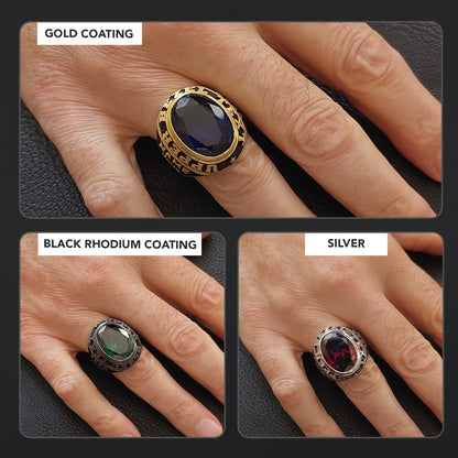 Custom University Class Ring – Personalized Name & Year Stone Signet Ring