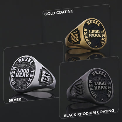 Custom Logo Signet Ring – Personalized Crest Ring, Engraved Statement Ring, Custom Heritage Jewelry