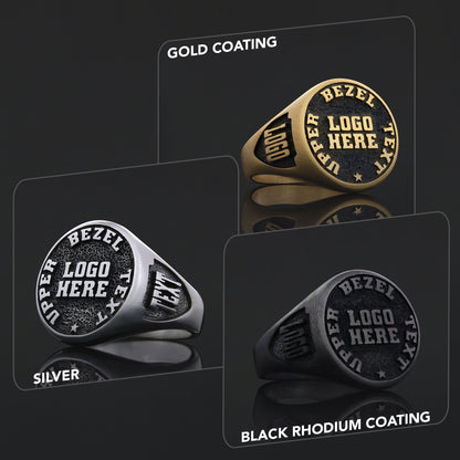 Custom Crest Ring – Personalized Logo Signet Ring, Custom Engraved Heritage Ring