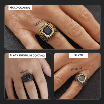 Custom Signet Ring with Stone Personalized Engraved Statement Ring for Men
