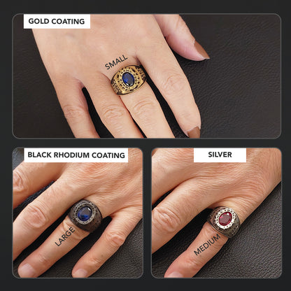 Custom Crest Ring – Personalized Engraved Signet Ring with Stone