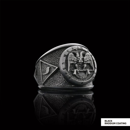 32nd Degree Masonic Ring, Two-Headed Eagle Ring, Engraved Freemason Ring, Masonic Symbol Signet Ring