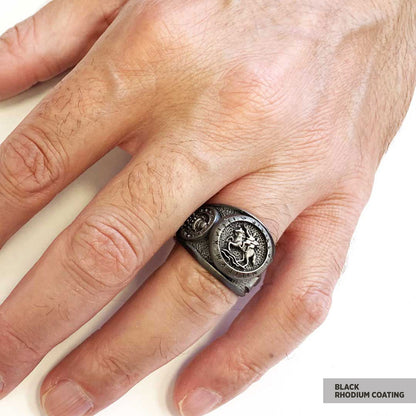 32nd Degree Masonic Ring, Two-Headed Eagle Ring, Engraved Freemason Ring, Masonic Symbol Signet Ring