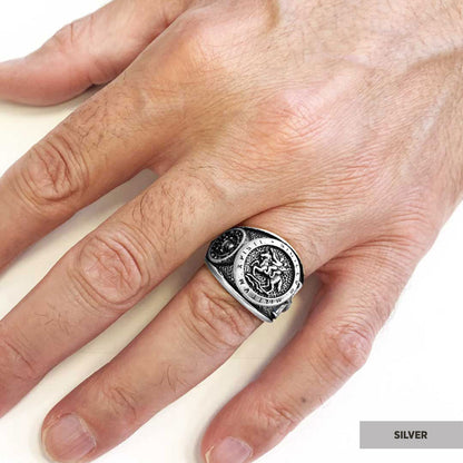 32nd Degree Masonic Ring, Two-Headed Eagle Ring, Engraved Freemason Ring, Masonic Symbol Signet Ring