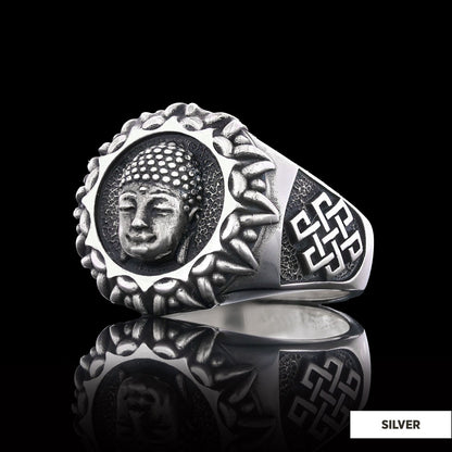 3D Buddha Ring, Om Buddha Ring, Hindu Ring, Shankha Buddha Ring, Endless Knot Ring, Meditation, Yoga, Buddhist Jewelry