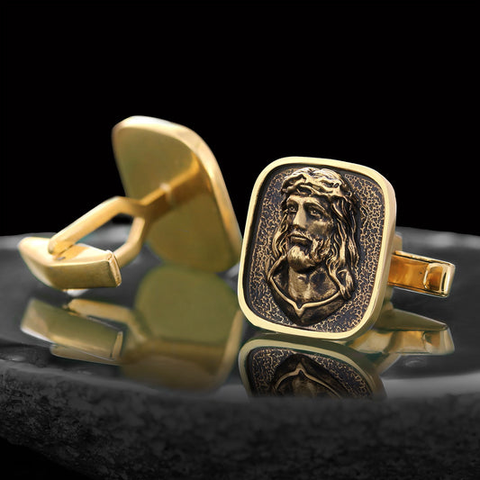 3D Silver Jesus Cufflinks, Religious Silver Cufflinks, Religious Christian Jewelry, Christ Accessory, Religious Gift
