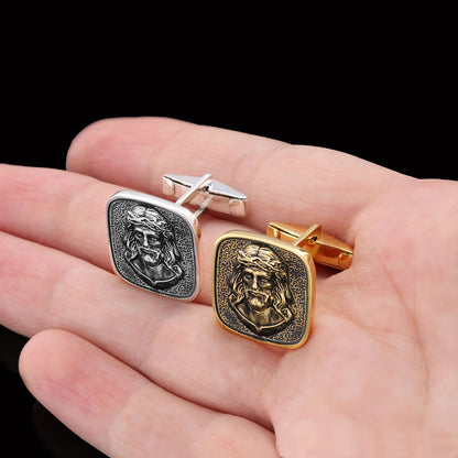 3D Silver Jesus Cufflinks, Religious Silver Cufflinks, Religious Christian Jewelry, Christ Accessory, Religious Gift