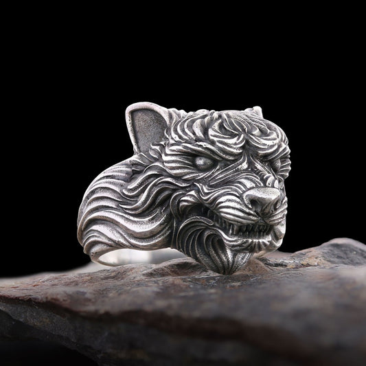 3D Wolf Head Ring, Silver Wolf Ring, Animal Jewelry, Gift for Her Face Size	MM	GR Standard	23 mm	±13