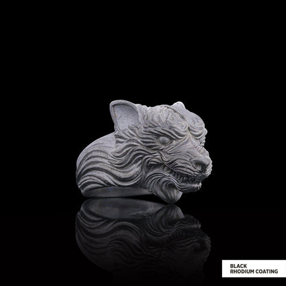 3D Wolf Head Ring, Silver Wolf Ring, Animal Jewelry, Gift for Her Face Size	MM	GR Standard	23 mm	±13