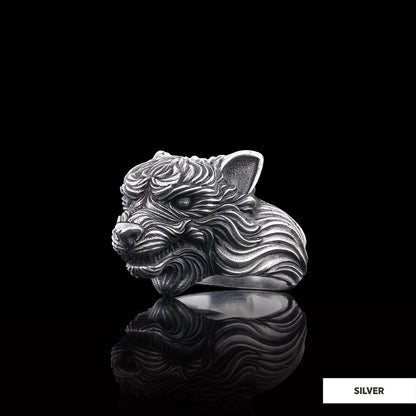 3D Wolf Head Ring, Silver Wolf Ring, Animal Jewelry, Gift for Her Face Size	MM	GR Standard	23 mm	±13