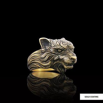 3D Wolf Head Ring, Silver Wolf Ring, Animal Jewelry, Gift for Her Face Size	MM	GR Standard	23 mm	±13