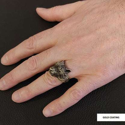 3D Wolf Head Ring, Silver Wolf Ring, Animal Jewelry, Gift for Her Face Size	MM	GR Standard	23 mm	±13