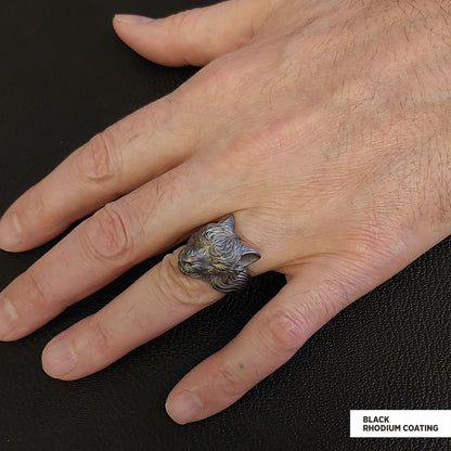 3D Wolf Head Ring, Silver Wolf Ring, Animal Jewelry, Gift for Her Face Size	MM	GR Standard	23 mm	±13