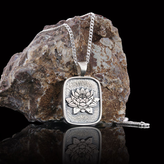 925 Sterling Lotus Flower Necklace, Birth Flower Lotus Necklace, Charm Lotus Jewelry, Women's Accessory, Gift for Women