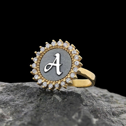 925 Sterling Monogram Letter A Women Ring