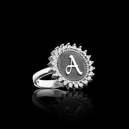 925 Sterling Monogram Letter A Women Ring