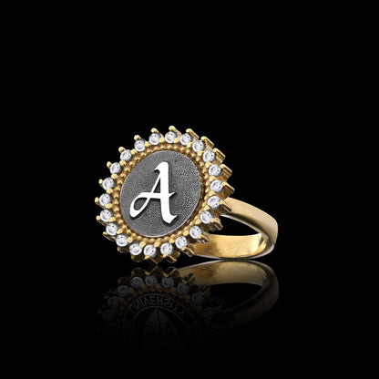 925 Sterling Monogram Letter A Women Ring