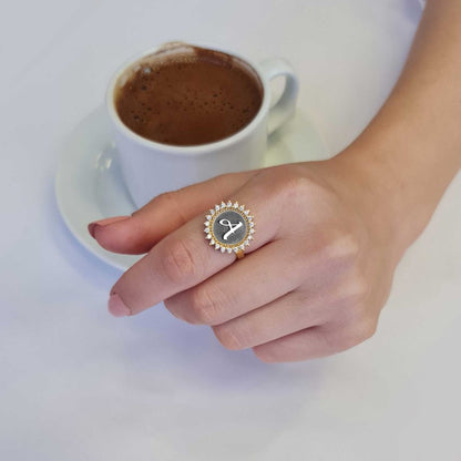 925 Sterling Monogram Letter A Women Ring