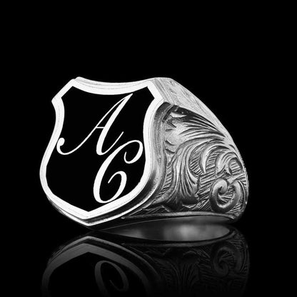 925 Sterling Silver A-C Letter Ring
