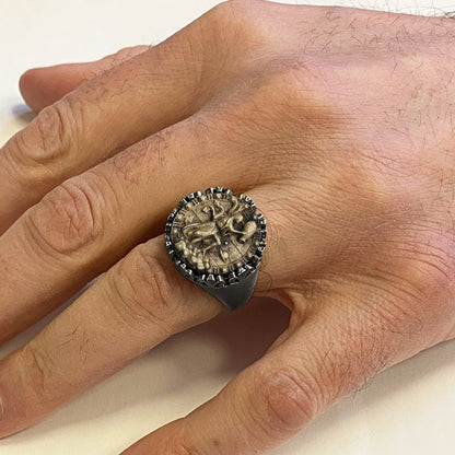 925 Sterling Silver Aquarius Sign Ring