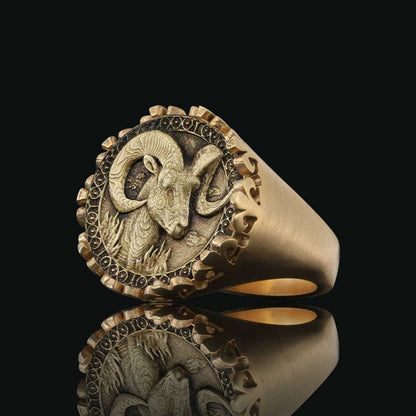 925 Sterling Silver Aries Sign Ring