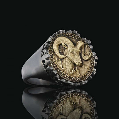 925 Sterling Silver Aries Sign Ring