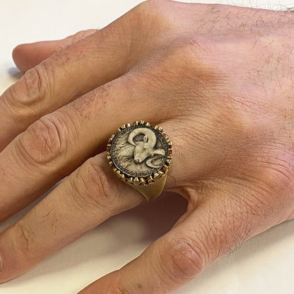 925 Sterling Silver Aries Sign Ring