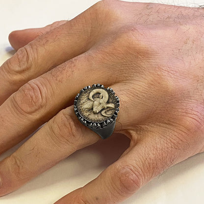 925 Sterling Silver Aries Sign Ring