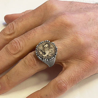 925 Sterling Silver Capricorn Sign Ring