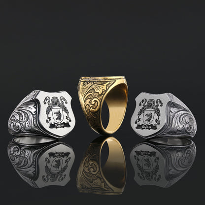 925 Sterling Silver Celtic Design Engraved Family Ring