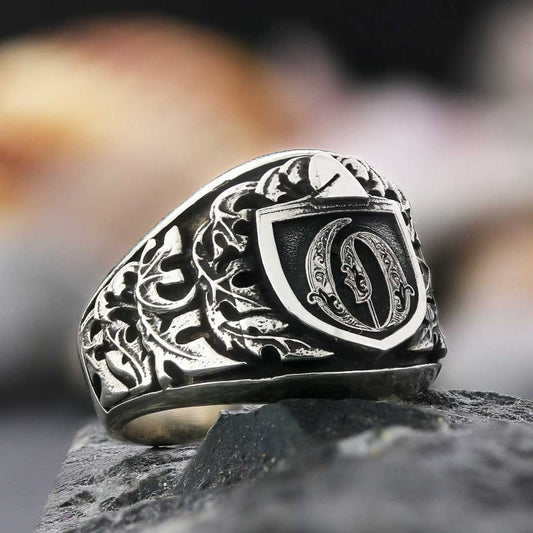 925 Sterling Silver Celtic O Letter Ring