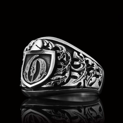 925 Sterling Silver Celtic O Letter Ring