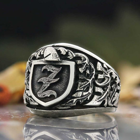 925 Sterling Silver Celtic Z Letter Ring