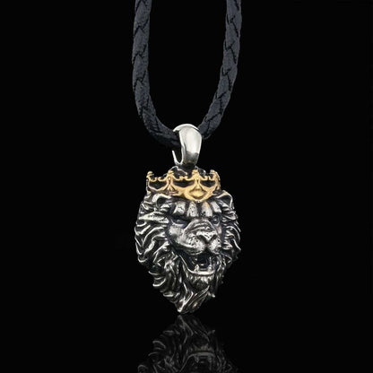 925 Sterling Silver Crown Lion Necklace