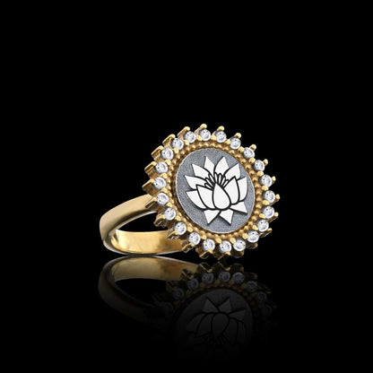 925 Sterling Silver Custom Design Lotus Women Ring