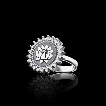 925 Sterling Silver Custom Design Lotus Women Ring