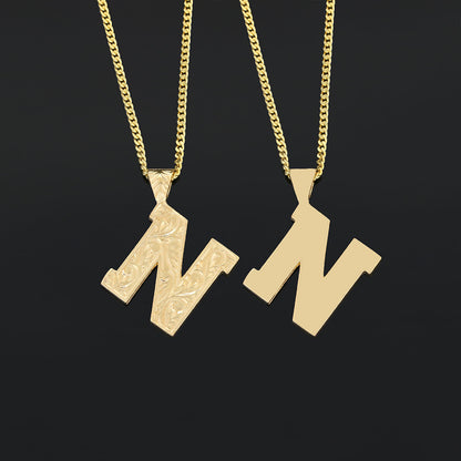 925 Sterling Silver Custom Design Monogram Letter N Necklace