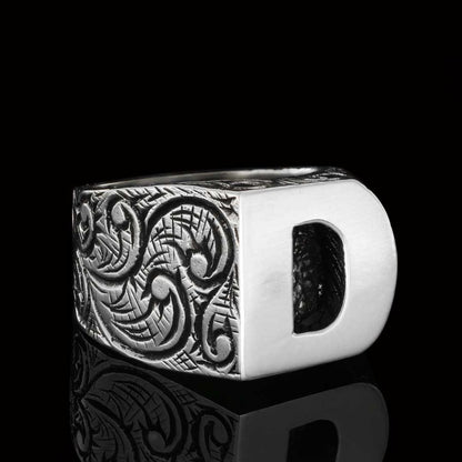925 Sterling Silver D Letter Ring