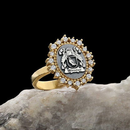 925 Sterling Silver Family Coat of Arms Symbol Women Ring