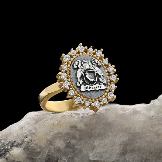 925 Sterling Silver Family Coat of Arms Symbol Women Ring