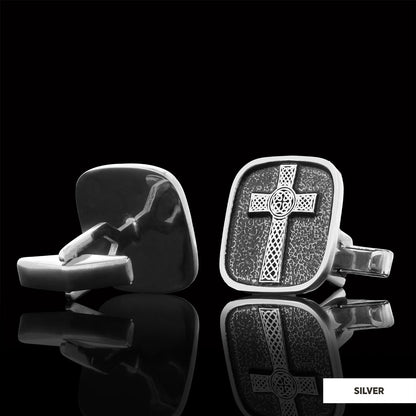 925 Sterling Silver Gold Plated Crusader Christian Cufflinks, Silver Cross Cufflinks, Silver Christian Cross Cufflinks