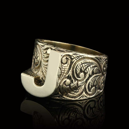 925 Sterling Silver J Letter Ring