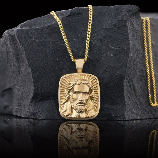 925 Sterling Silver Jesus Necklace, Christian Pendant, Gold Plated Jesus Jewelry, Religious Accessory