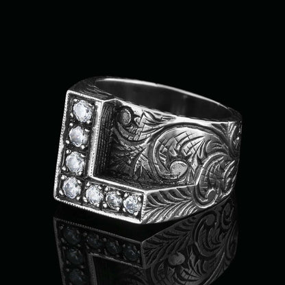 925 Sterling Silver Letter L Ring