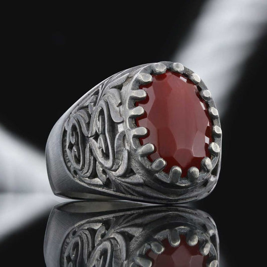 925 Sterling Silver Men Ring with Motif