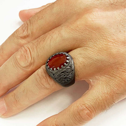 925 Sterling Silver Men Ring with Motif