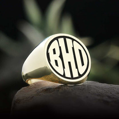 925 Sterling Silver Monogram BHO Letter Ring