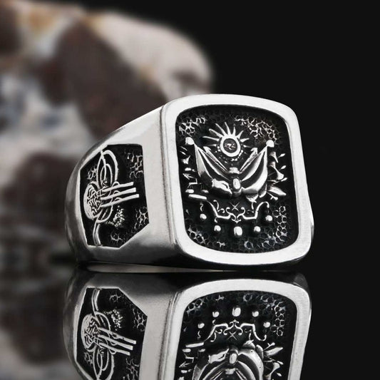925 Sterling Silver Ottoman State Coat of Arms Ring