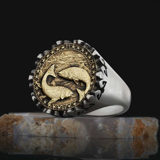 925 Sterling Silver Pisces Sign Ring